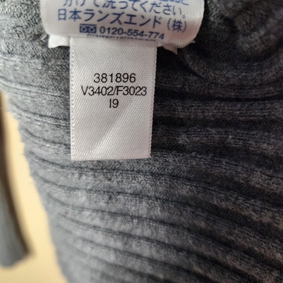 Lands End Y2K Charcoal Gray Heather Ribbed Button Front Cardigan-Size L - Picture 7 of 8